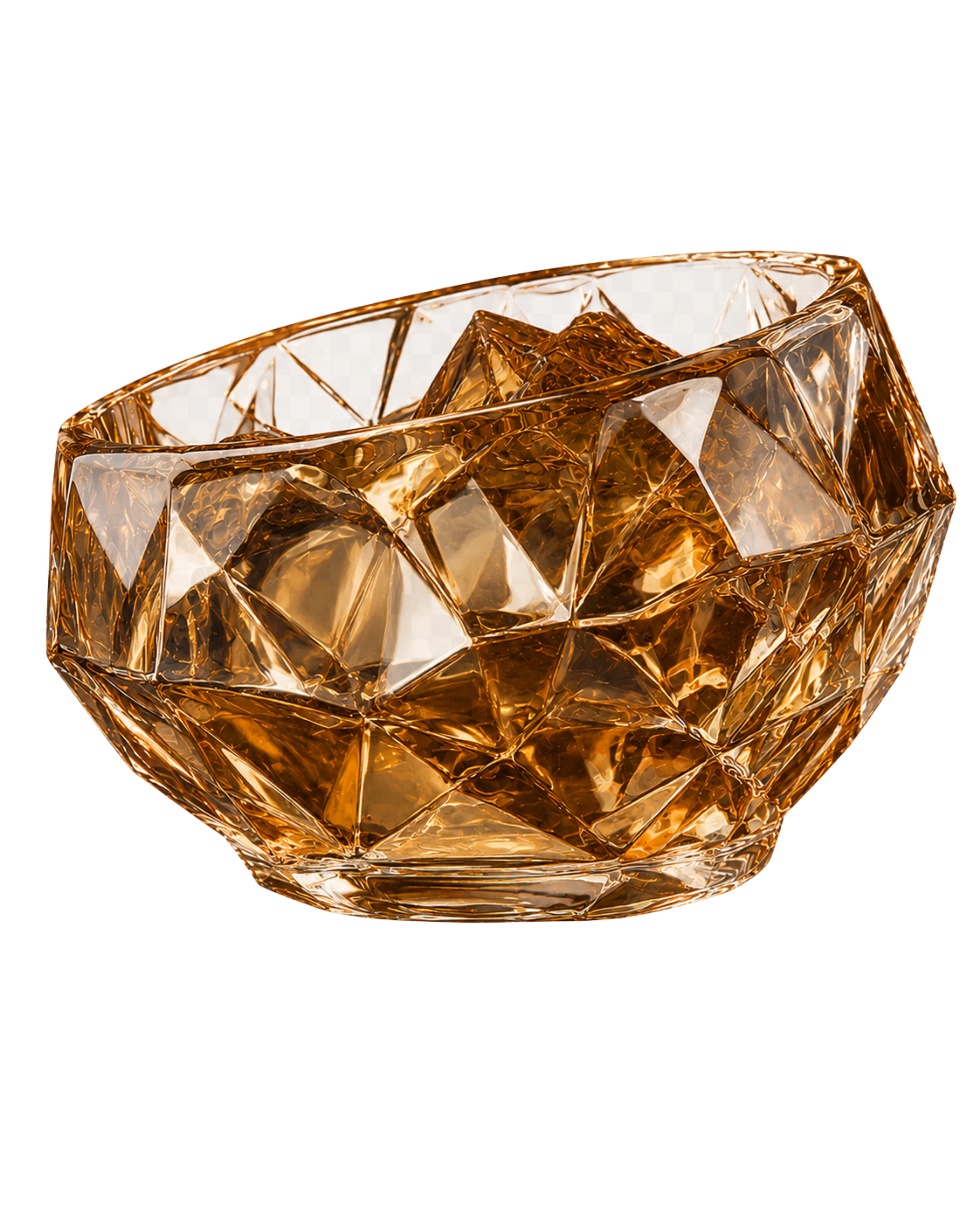 Faceted amber crystal bowl